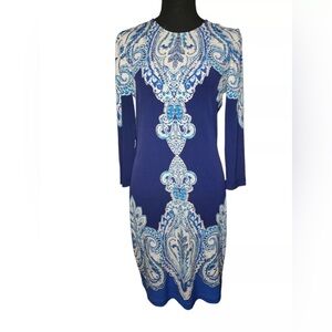 Donna Morgan Women's Paisley Sheath Dress‎ Size 8 Knee Length Retro Mod